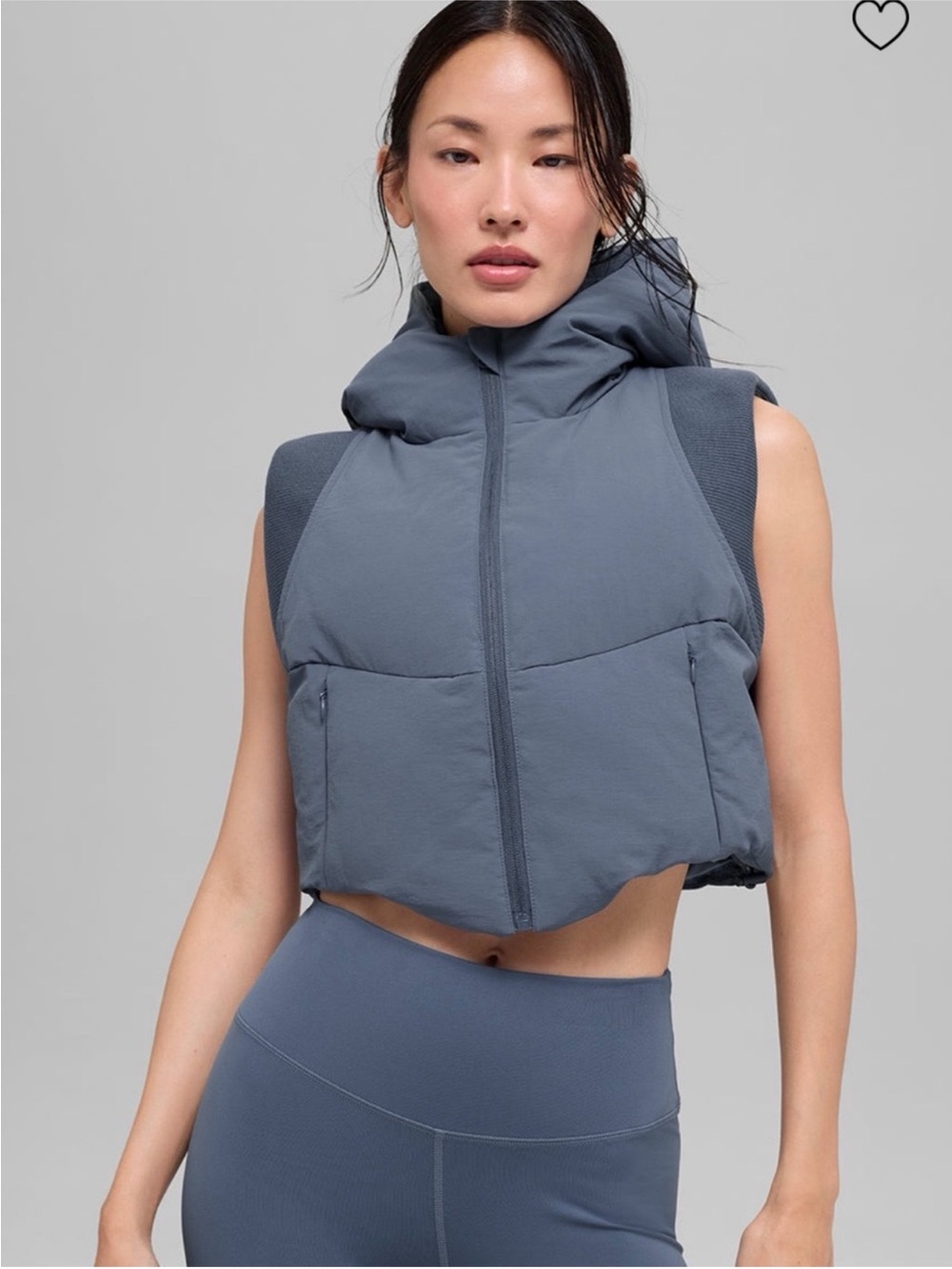 NEW ALO Yoga fast lane puffer vest bluestone